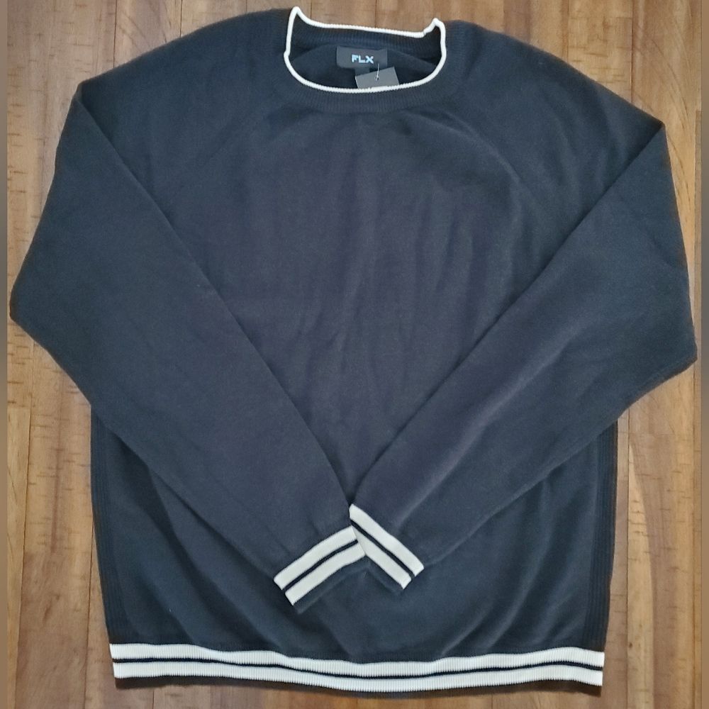 New FLX Men's Black Crewneck Premium Fashion Sweater - Size XL